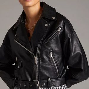 Relaxed Faux Leather Moto Jacket